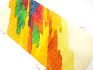 未使用品　手織り真綿紬　霞模様織り出し　名古屋帯